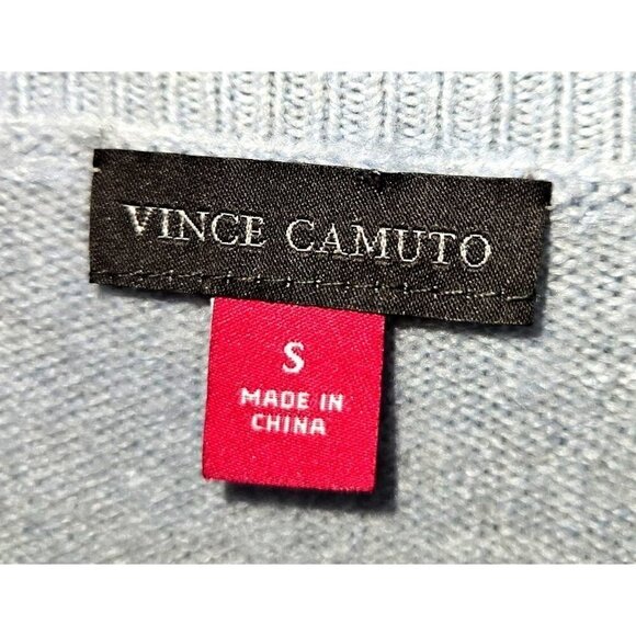 Vince Camuto Womens Sweater Small Oversized Blue Crew Neck Stretch Cropped Hi Lo - Picture 7 of 10